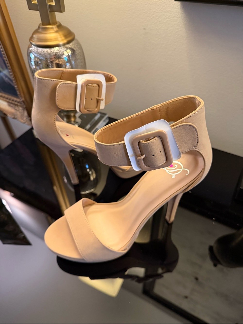 Delicious NWOT Nude Ankle-Strap Stiletto Heels